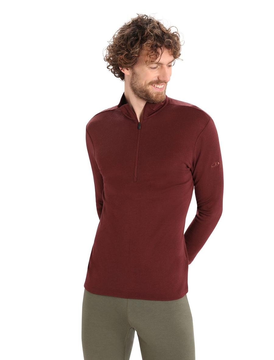 Espresso Icebreaker Merino 175 Everyday Long Sleeve Half Zip Thermal Top Men's Base Layers | AU 1370BEXC